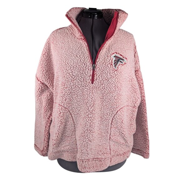 Atlanta Falcons Sherpa Sweater Quarter-Zip Pullover Jacket Size XXL NFL Women's - Picture 1 of 8